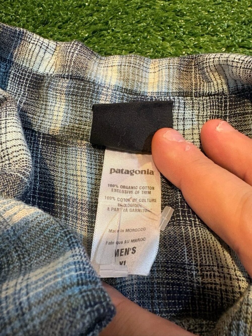 Patagonia shirt mens XL blue gray short sleeve plaid hiking outdoor pocktets - Picture 5 of 14